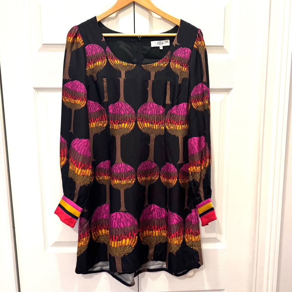Tibi Arboretum Dress Retro Long Sleeve Wool Blend w/ minor flaws Sz 6